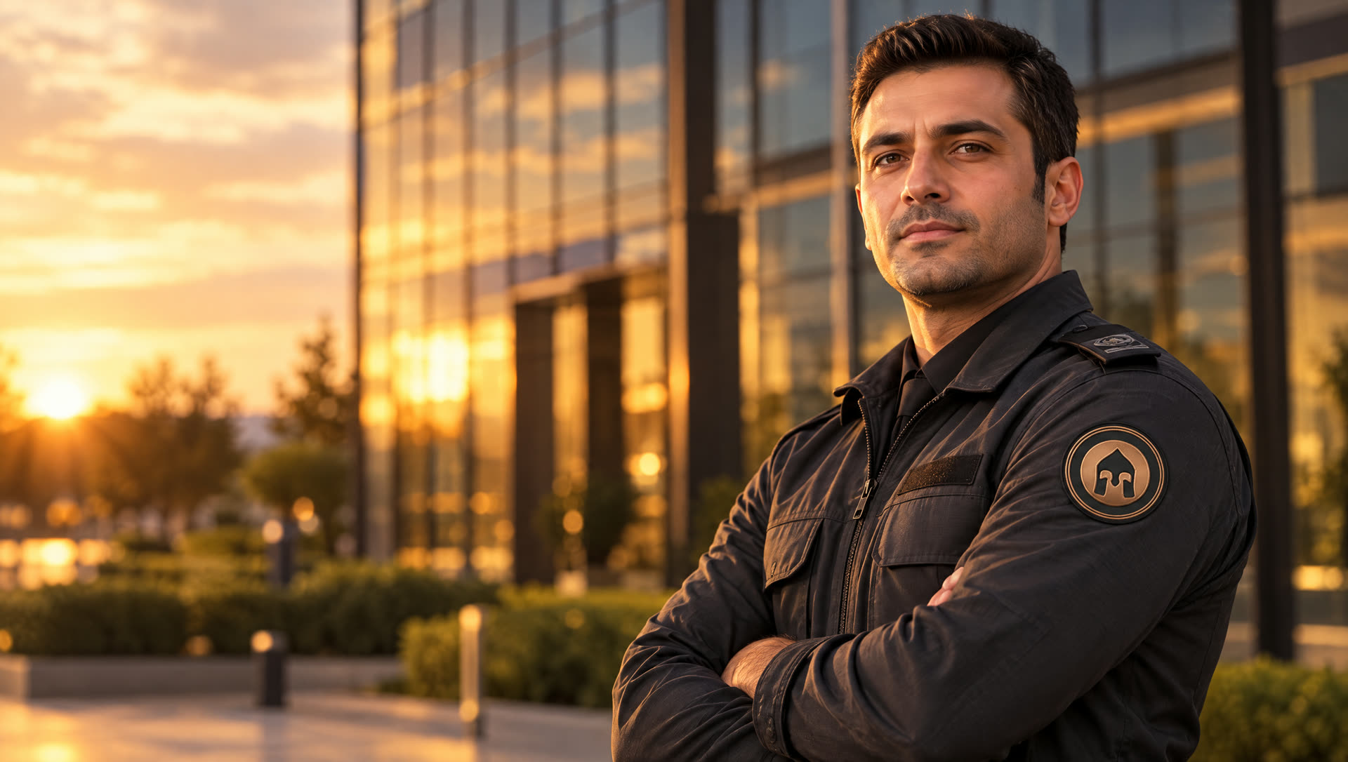 Kolunda Miğfer Güvenlik arması taşıyan görevli